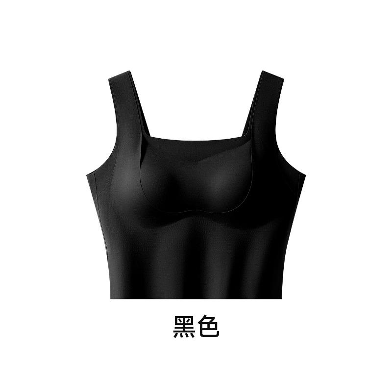 Red Soft Support Wireless Vest Style Bra Set With Built In Chest Pad