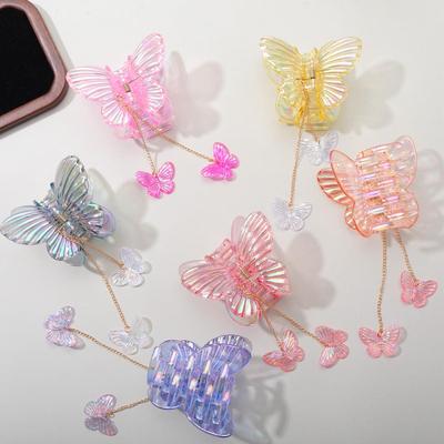 Gradient Pink Double Layer Butterfly Hair Clip - Cute Women's Updo Fixing Claw Clip