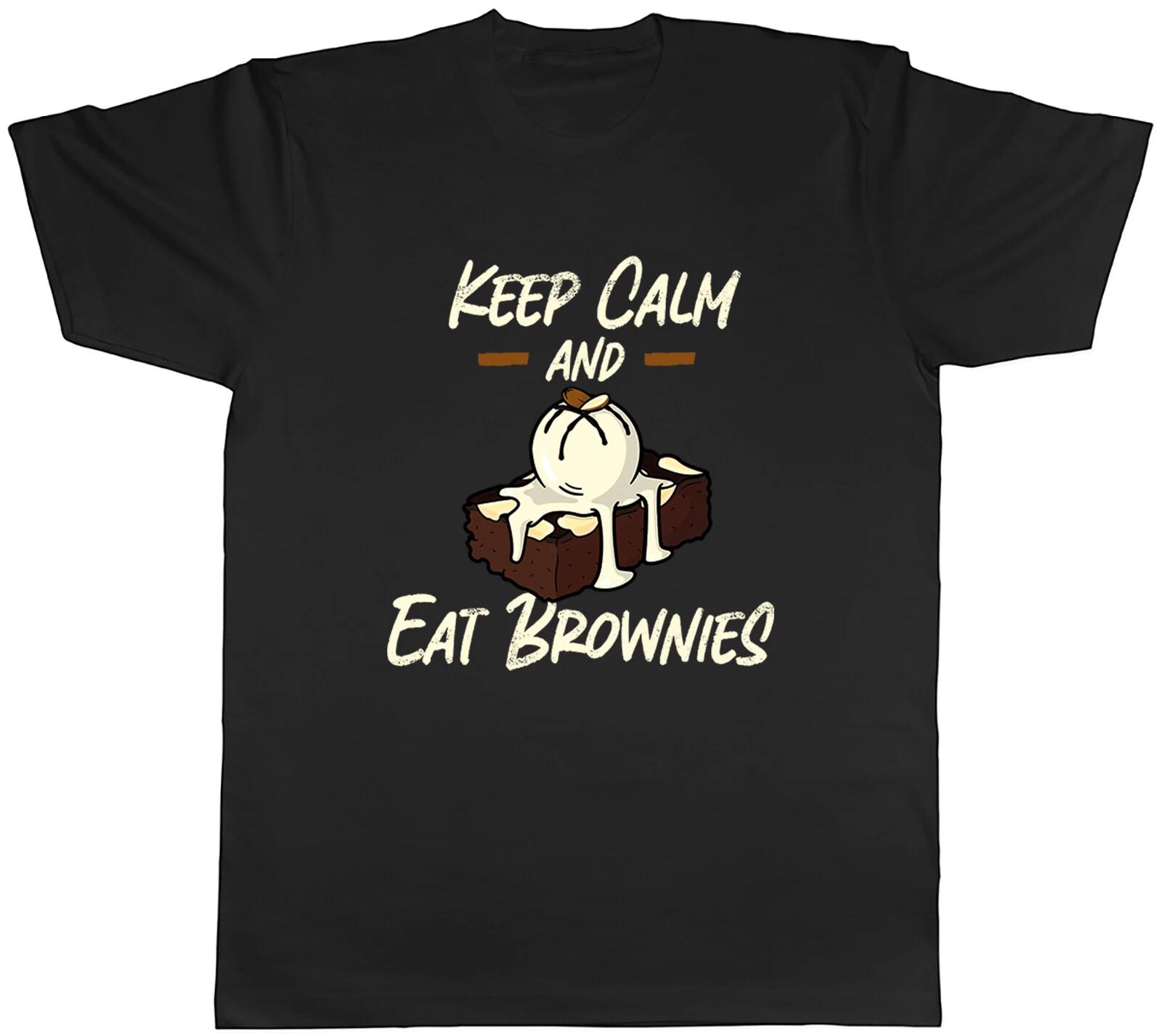 Keep Calm and Eat Brownies Mens T-Shirt Funny Chocolate Brownie Tee Gift XXL