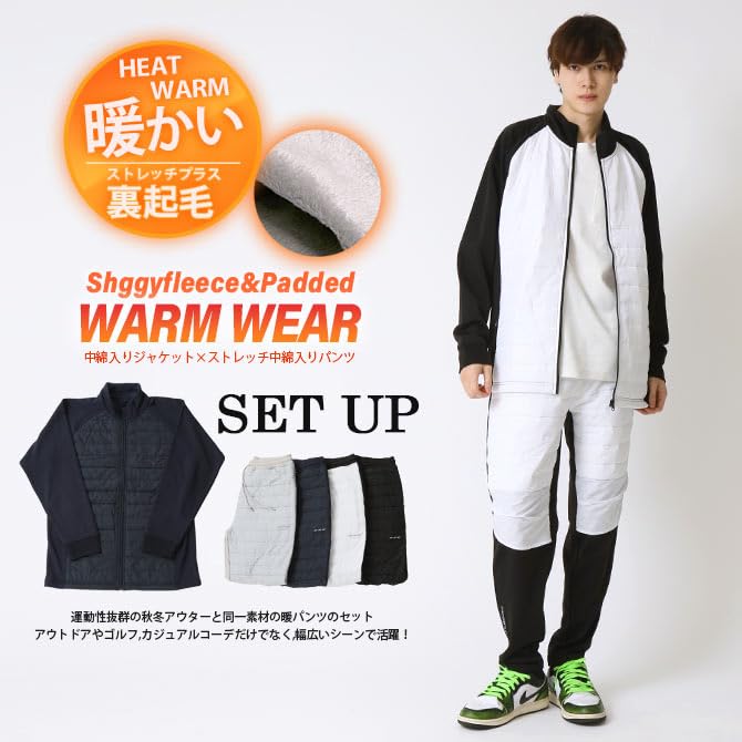 Arcade Golf Wear Padded Down Jacket and Golf Warm Brushed Fleece Stretch Reflective Sizes LL Navy B Men's Set, Pants, Lining, Jersey, Design,