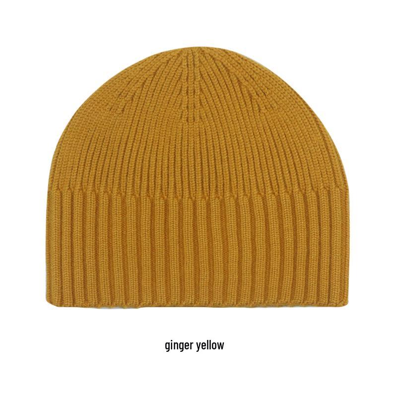 Men’s Korean Style Knitted Wool Beanie for Autumn/Winter - Slimming, Warm, Trendy and Versatile Adjustable жёлтый/имбирный