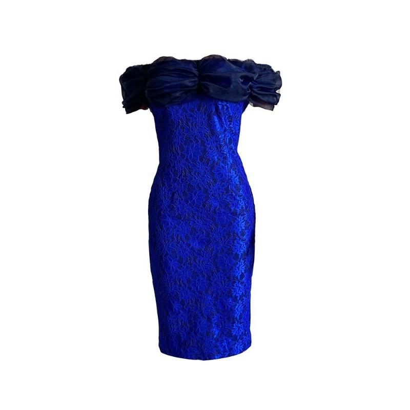 

eBay новый цельнокроеный сетчатый банкетный наряд с кружевной отделкой на шее платье платье XXXL синий