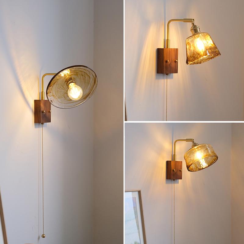 Nordic Minimalist Copper Rotatable Wall Lamp for Bedroom and Living Room