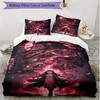 3pcs Duvet Cover Set (1*Duvet Cover + 2*Pillowcase, Without Core), Demon Slayer Print Soft All‑Season Bedding Set, Home Bedroom Decor Gift