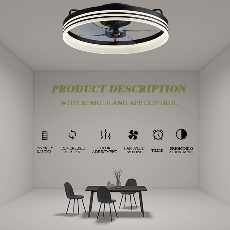 110-220V Modern Household Ceiling Fan Light Variable Frequency Energy-saving Ceiling Fan Lamp Restaurant Silent Electric Fan Light