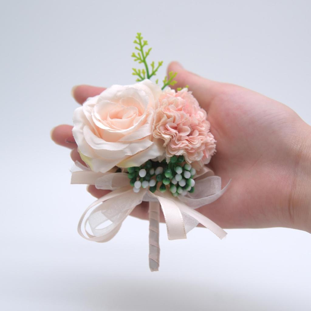 Silk Flower Wedding Boutonniere for Groom & Bride - Handmade Artificial Decoration