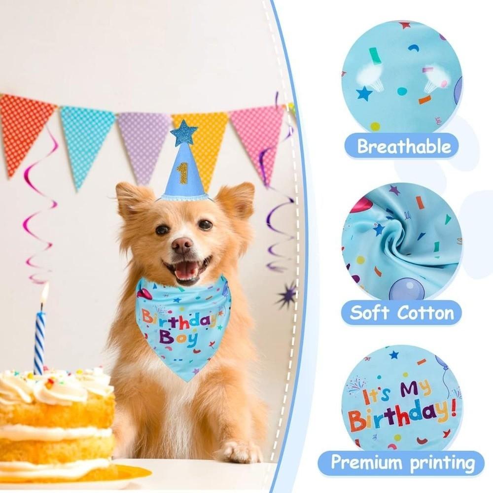 Adjustable Pet Birthday Caps Cute Dog Birthday Bib Cat Triangle Scarf  Puppy Costume