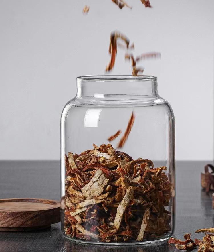 High-End Glass Storage Jar for Dried Tangerine Peel - Sealed Medicinal Material Display Container