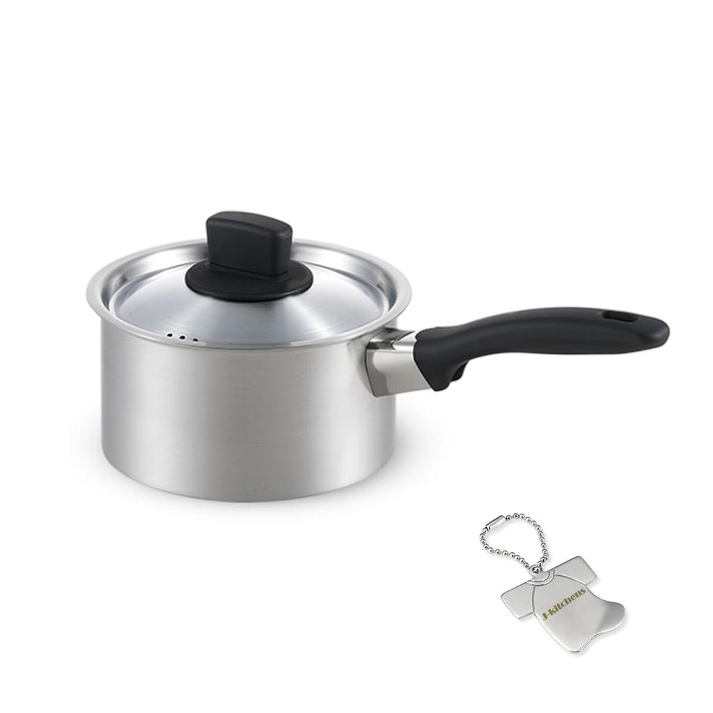 Saucepan with Gas and Induction Made In Includes Original Tag J-kitchens Anti-Roll Lid, 16cm, Compatible, Japan,