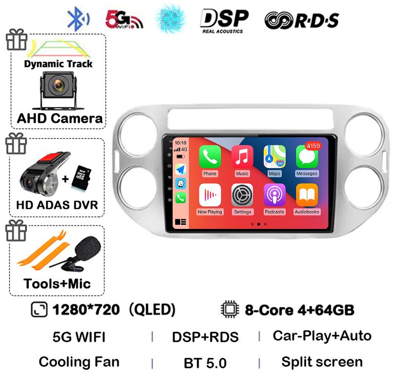 Android 14 Carplay Auto Car Radio For VW Volkswagen Tiguan 1 NF 2006 2008-2013 2014 2015 2016 Multimedia GPS Video Player Stereo