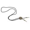 Mens Bolo Tie Necktie Faux Leather Braided Rope Necklace with Metal Round Flower Pendant Jewelry Cowboy Hat Accessories