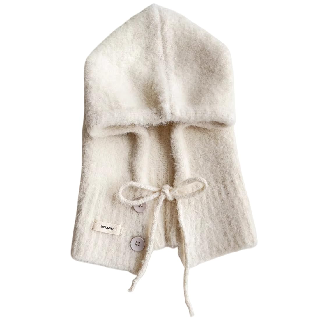 

Neck Warmer Knit Hat Balaclava Hat for Button Hood Ski with for Outdoor School [YeeShin] Women, Autumn/Winter, Closure, Warmer, Wool, Mask, бежевый