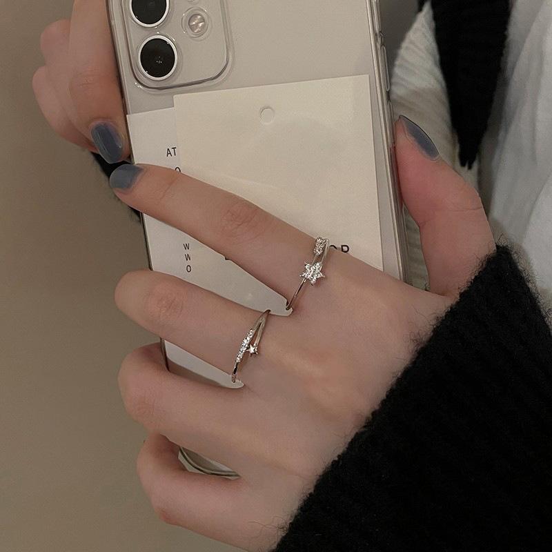 Star Zir*****Pen Ring Women'S Niche Design Sense High-Grade Little Finger Tail Ring Year Index Finger Ring