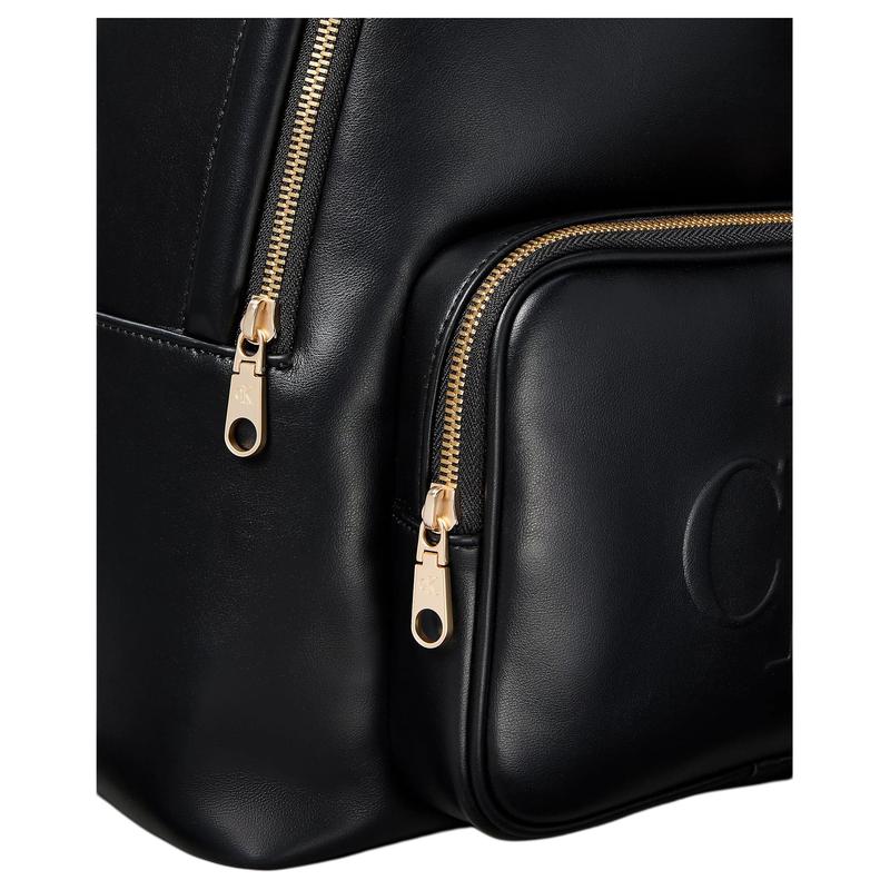 Calvin Klein Embossed Letter Logo Polyurethane Backpack Women's Black