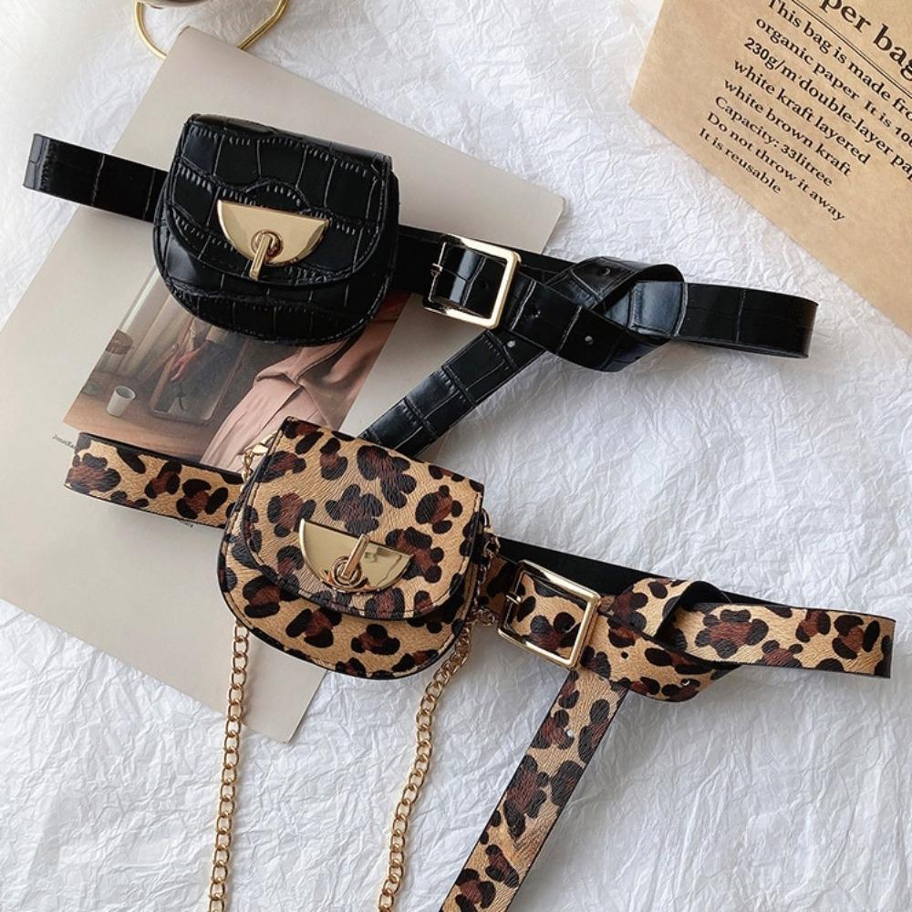 Waterproof Leopard Print Waist Pack Multi-Function Belt Pouch Fashion Fanny Pack Belt Unisex