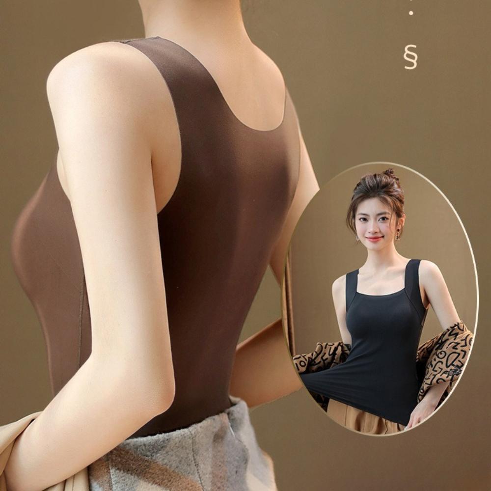Wide Strap Camis Women Solid Color U Neck Crop Tops Fashion Padded Tube Top Female Sleeveless Camisole