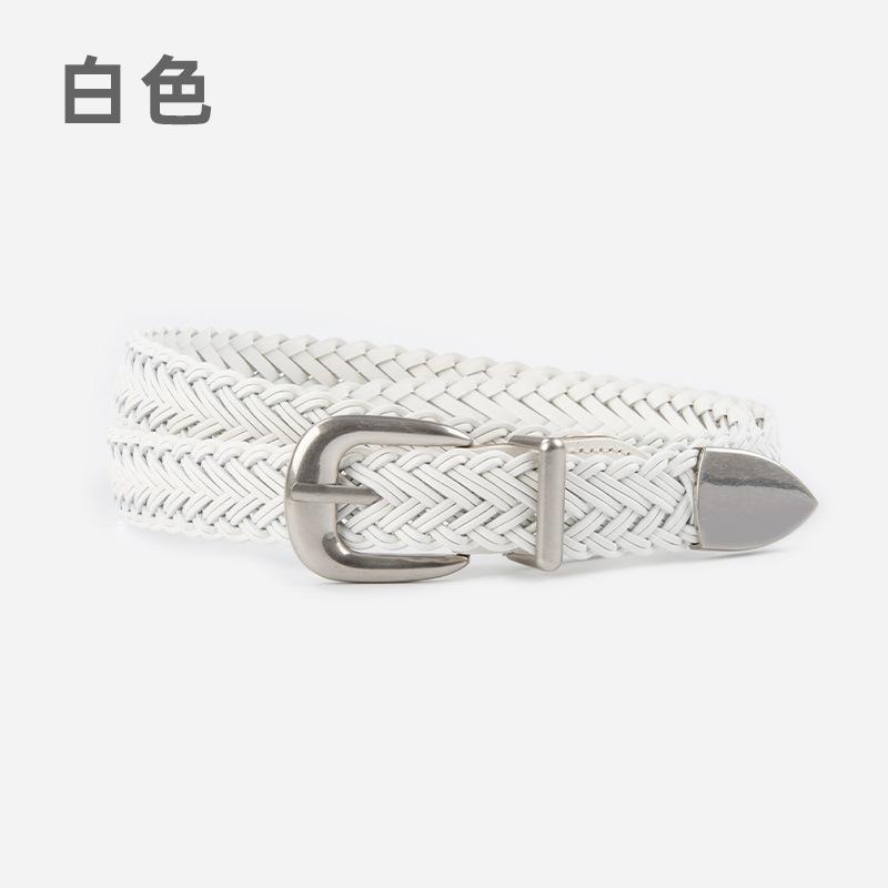 

Женский плетеный винтажный ремень, в сочетании с денимом, украшение для повседневных брюк, ремень с игольной пряжкой без проколов, легкий дизайн 110cm without buckle