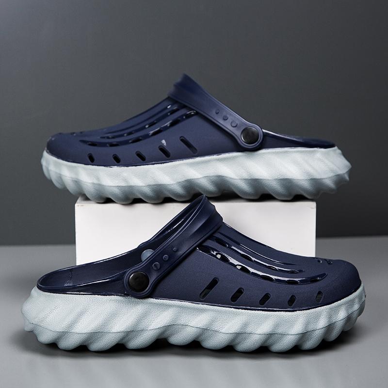 Sandalen für Herren Lochschuhe für Herren Runde Zehenpartie Strandschuhe Jelly-Sandalen Herren Hausschuhe Fahrschuhe