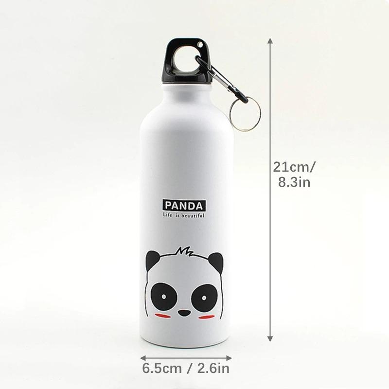 Lovely Animal Outdoor Aluminium Sports Water Bottle for Cycling Camping Hiking Beach School Kids Water Bottle with Handheld Ring