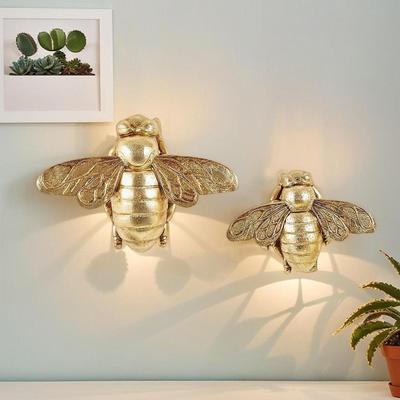 Bee Wall Hanging Ornament Sculpture Collection Hallway Gold Fireplace Resin