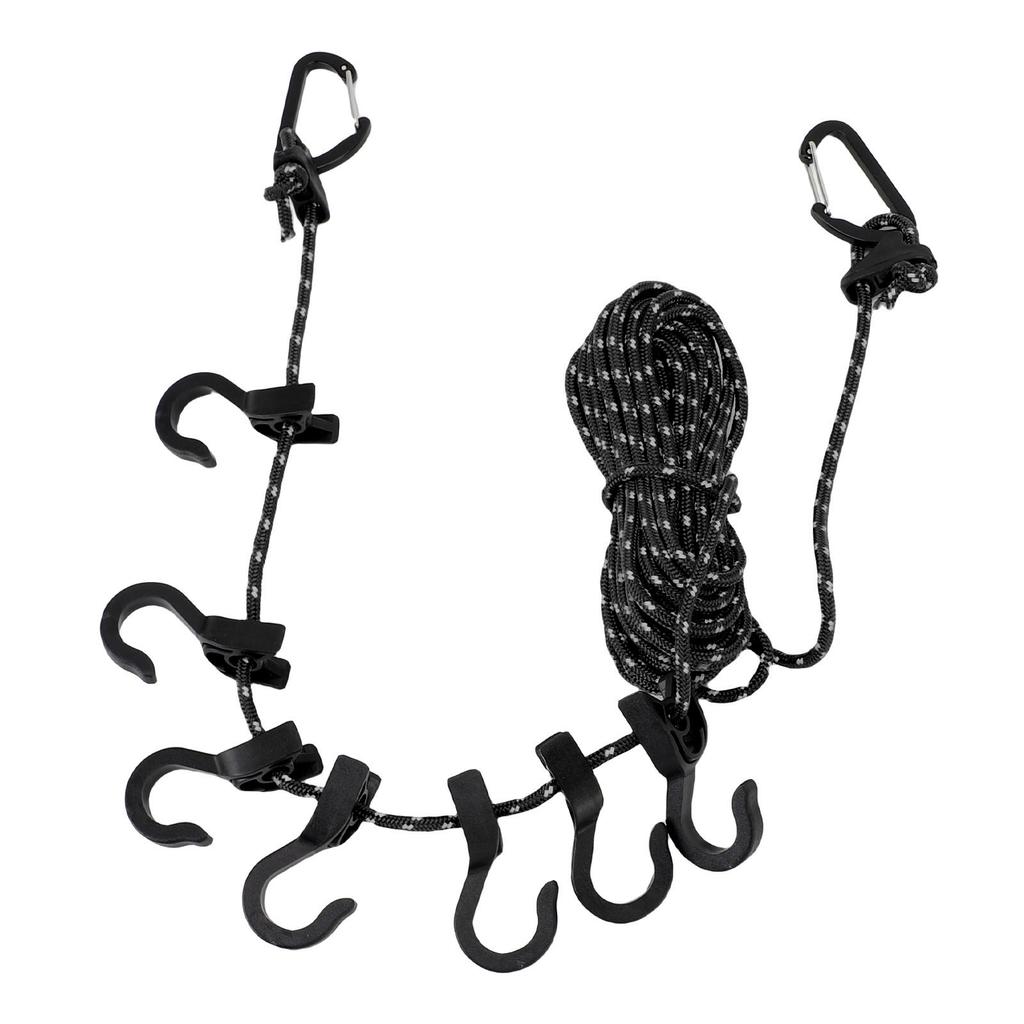 Portable Travel Clothesline Adjustable 16.4ft Length Clothes Drying Rope Windproof 5m Clothesline with Hooks for