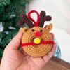 Christmas Tree Pendant Crochet Doughnut Keychain, Handmade Santa Claus/Reindeer/Penguin/Bear/Flower Wreath for Hand Knitted Keychain Bag Keys,