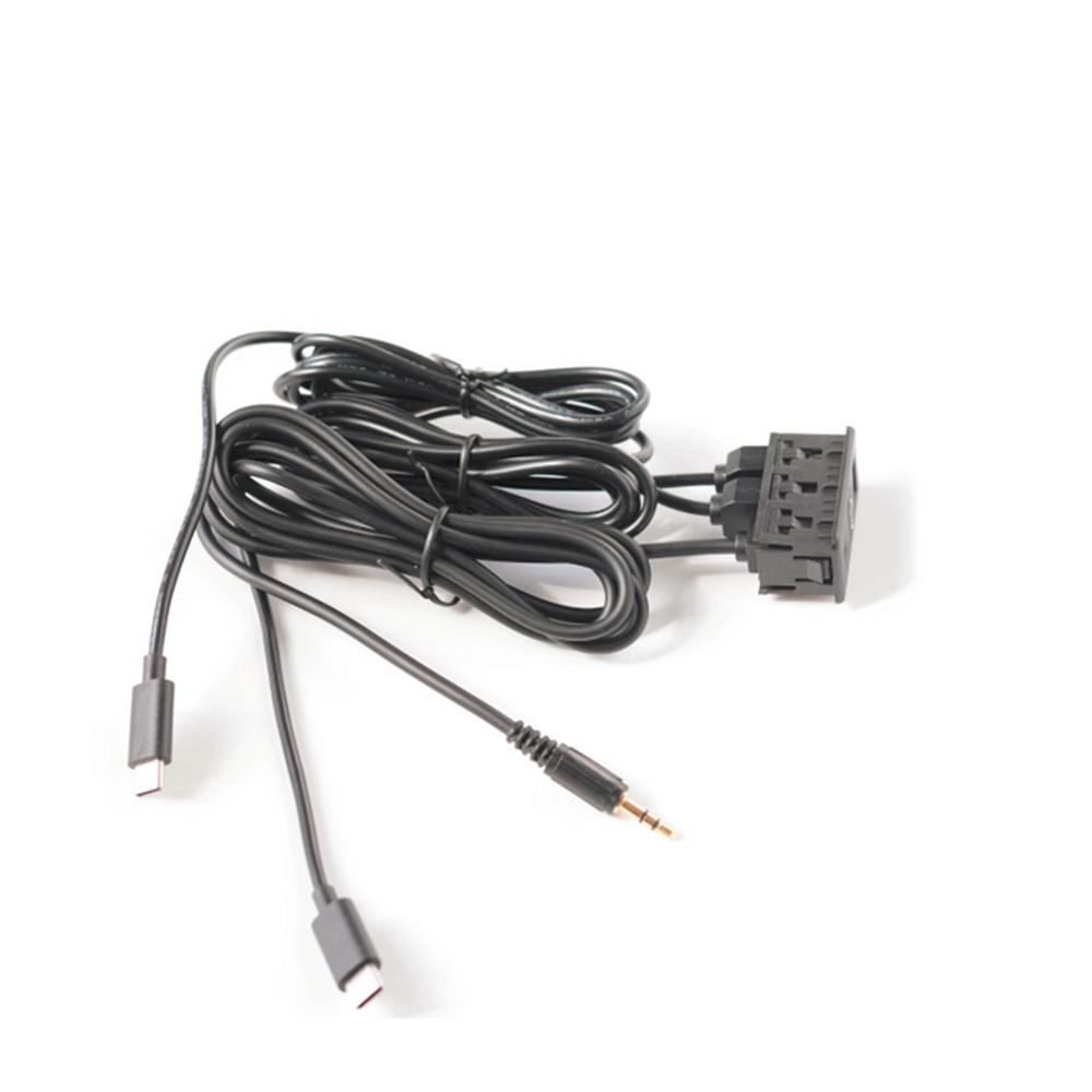 Black Car Dual Type-C Plug To USB+TYPE-C+AUX Socket Panel