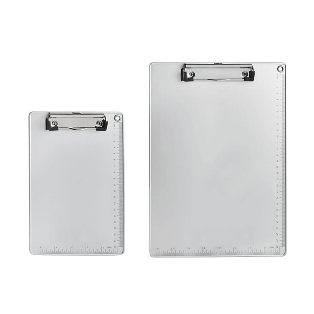 Aluminum Alloy Antislip File Hardboard Portable Document Holder with Centimeter Scales Silvery Simple Creative for Office School