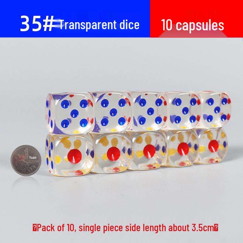 30mm Large Transparent Crystal Dice with Colored Pips for KTV, Bar, or Mahjong
