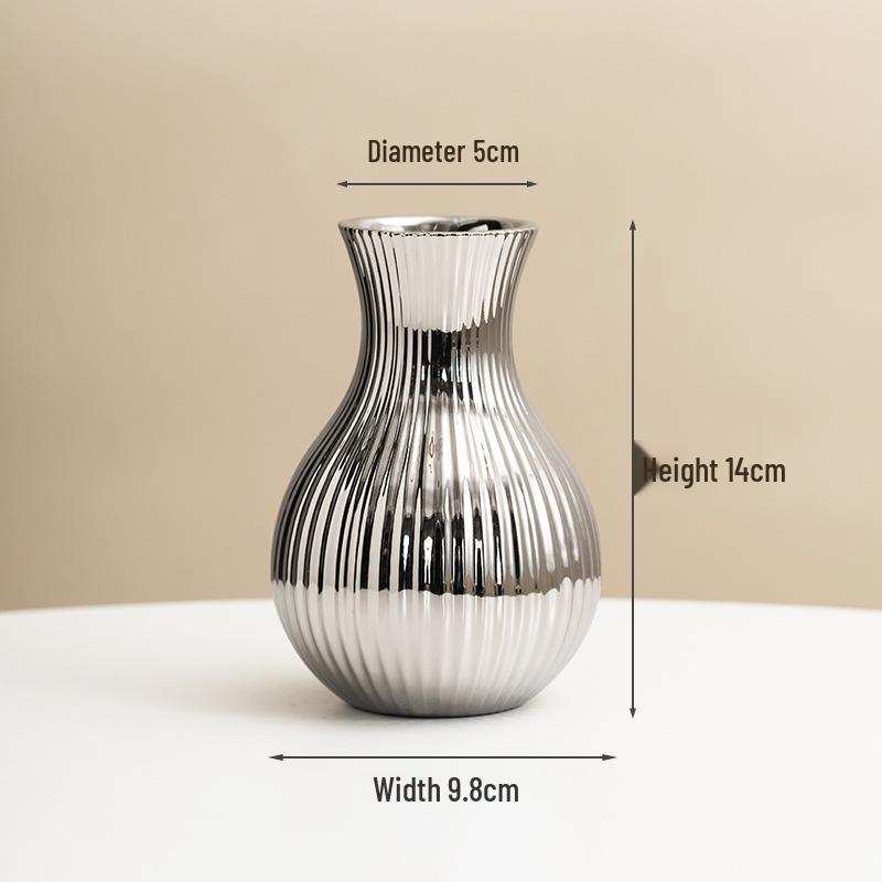 Jarrón de Cerámica Electrochapado en Oro - Estilo Nórdico para Decoración Moderna del Hogar