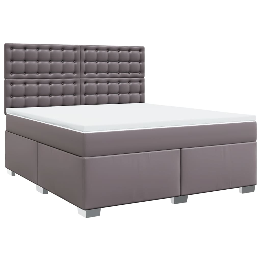 Box Spring Bed with Mattress Gray 180 x 200 cm Faux Leather