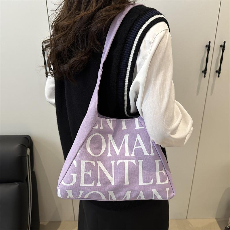 New Alphabet Canvas Bag Women's Versatile Large-capacity Shoulder Bag Tote Bag Going Out Portable Shopping Bag