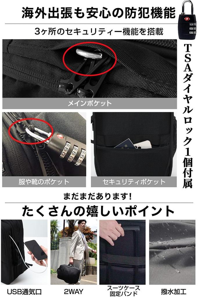 Evoon Backpack for Large Capacity Business Multi-Business 3.0 Men, Backpack, Waterproof, Multifunctional, Water-Repellent, USB, 15.6-inch (Black)