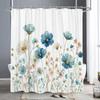 Watercolor Flowers And Plants Patterns Shower Curtain, Bathroom Decorative Shower Curtain, Waterproof Shower Curtain With Hooks