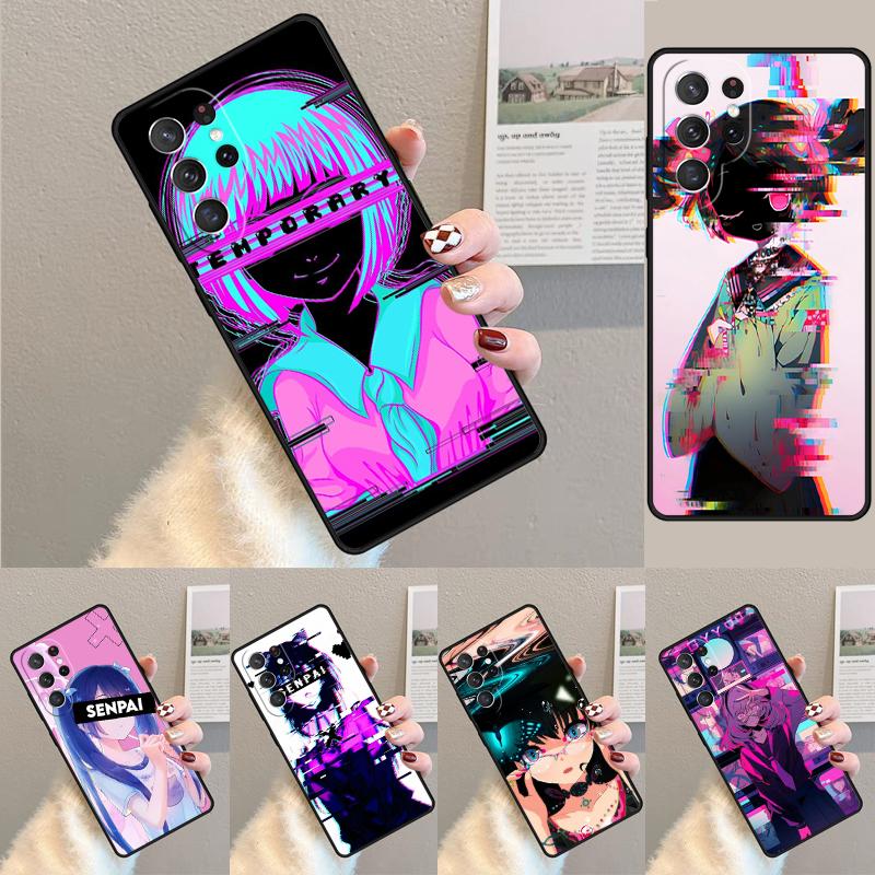 Cute Girl Glitch Animation Phone Case for Samsung Galaxy Note 10 Pro S26 Ultra S23 S24 FE S25 S21 S22 PLUS Shockproof Cove