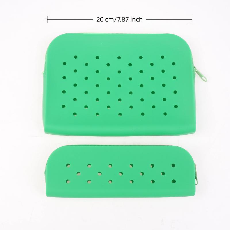 New Stylish Holes Silicone Pencil Case Zipper Soft Pencil Pouch Lightweight Waterproof Stationery Storage Bag Classroom