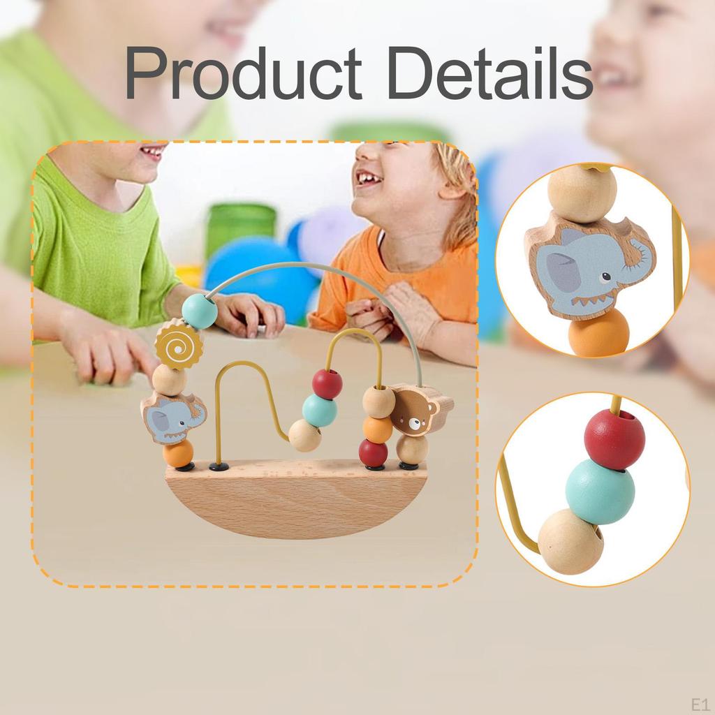 Bead Maze Toy Wooden Color Recognition for Kids 1-3 Years Hand Eye Coordination Ideal Gifts