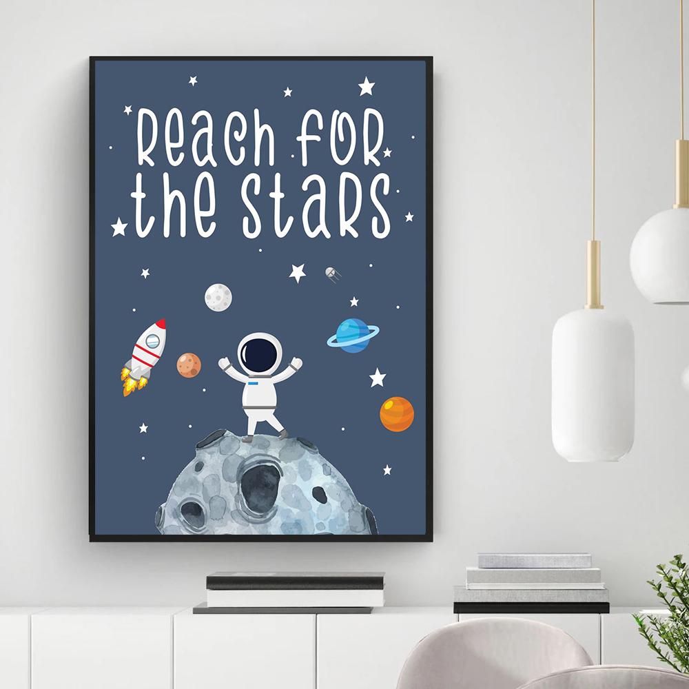 Space Astronaut Planet Be Brave Insipring Nursery Wall Art Canvas Painting Posters And Prints Wall Pictures Baby Kids Room Decor
