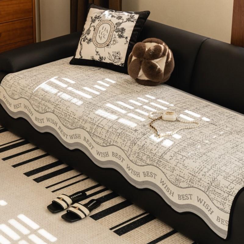 Winter Retro Chenille Sofa Cover Non-Slip Couch Slipcover Protector Universal Irregularity Letters Fleece Sofa Cushion