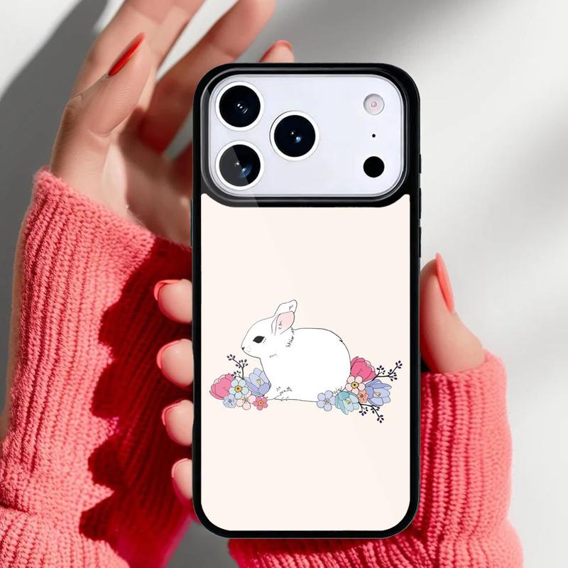 

Cute Bunny Rabbit Phone Case for iPhone 17 16 15 14 13 Pro Max Back Cover for 12 11 Pro Coque iPhone 13