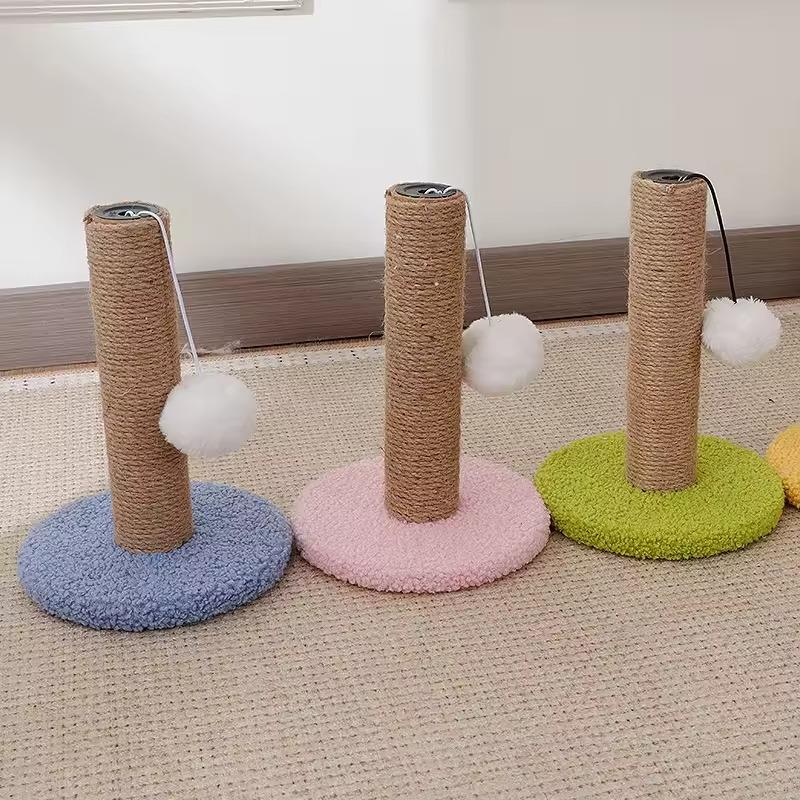 Compact Cat Climbing Frame Small Size but Fully Functional Sisal Scratching Post with Teasing Ball for Limited Home Space