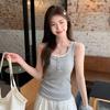 Korean Spice Girl Pure Desire Wind Lace Edge Fake Two-piece Suspender Vest Summer New Women's Slim Wear Sleeveless Top