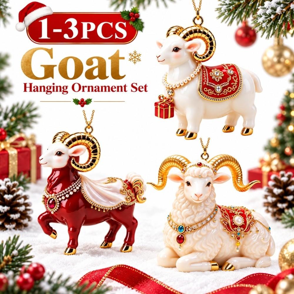 2D Flat Goat Pendant Shining Animal Hanging Decoration Zodiac Goat Souvenir  Holiday Party Decor