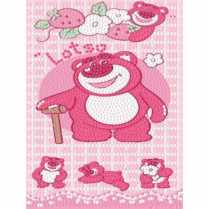 

Набор для алмазной вышивки «Сделай сам» с рамкой, Клубничный медведь, полная круглая мозаика, 5D набор для вышивания крестом «Сделай сам», украшение для дома с рамкой, коллекция хобби для рукоделия Round 15x20 cm with frame