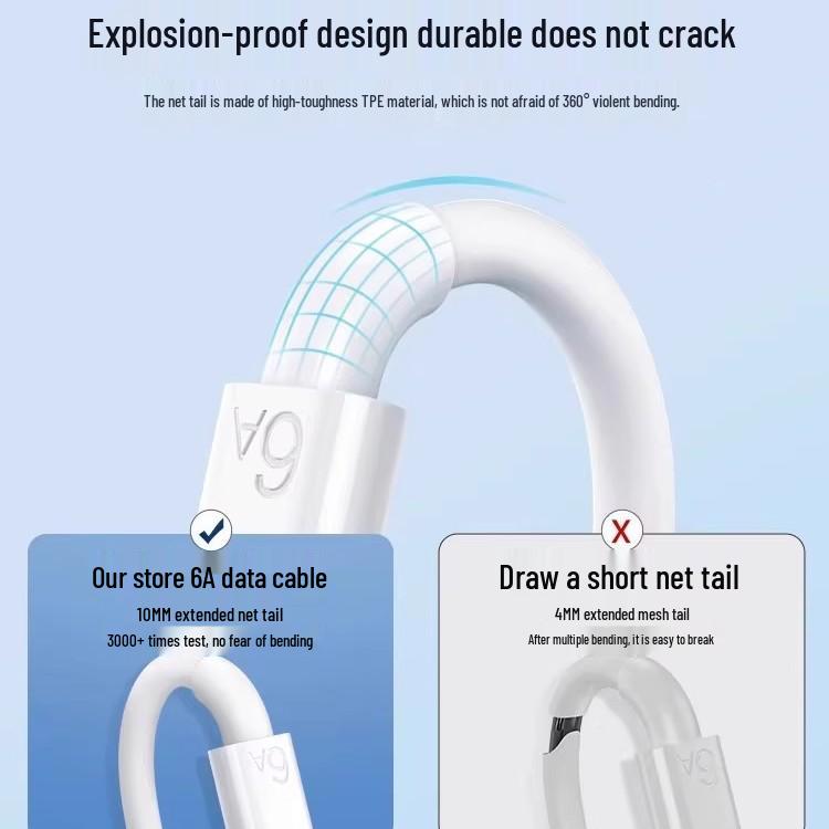 120W Super Fast Charging Type-C Cable for Huawei 6A, Oppo, Honor, Vivo, and Android Universal.