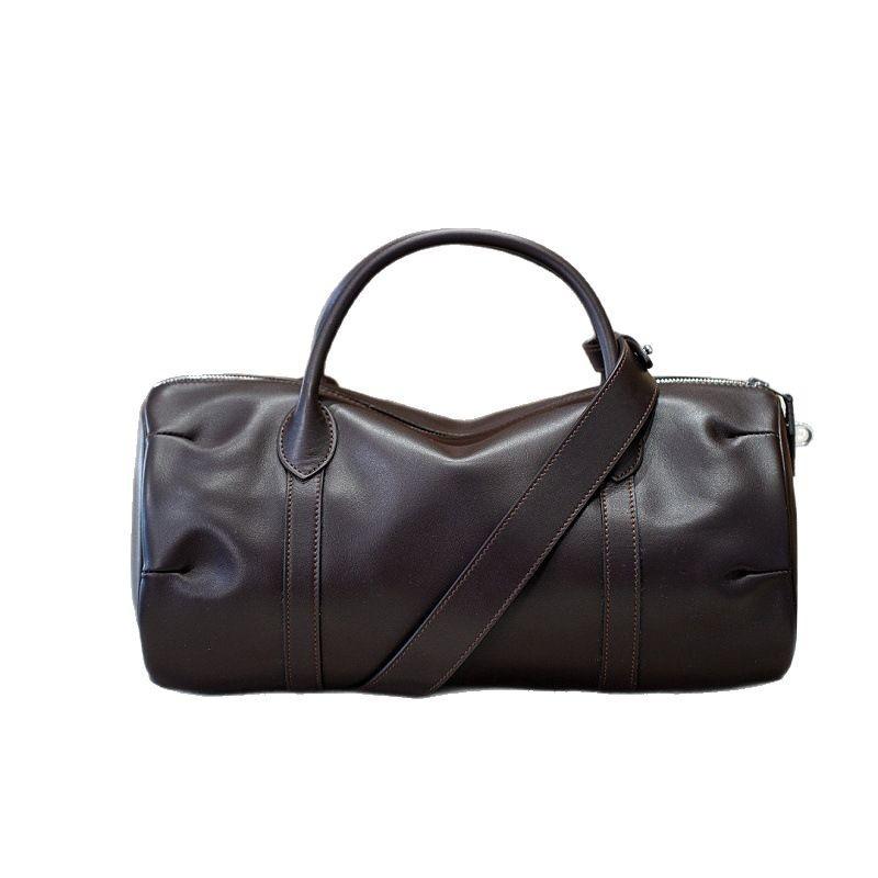 

Женская сумка премиум-класса из натуральной кожи, сумка через плечо из коровьей кожи, сумка-бостон, большая вместимость, сумка для работы, винтажная сумка-подушка, унисекс 36x15x16cm