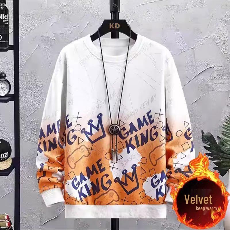 Trendiger, dicker Winter-Hoodie für Herren und Teenager – Langarm, Rundhals, mit Modischem Print