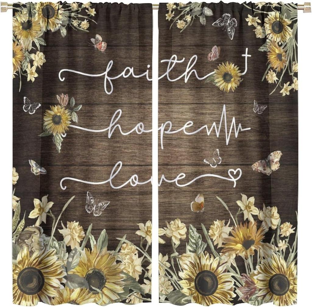 Verdunkelnde Sonnenblumen-Vorhänge Lustiger Gelber Ton Geometrie Wabenmuster Floral Nahtloses Muster Fensterdekorationen Vorhang Modern Polyester Mit Stange