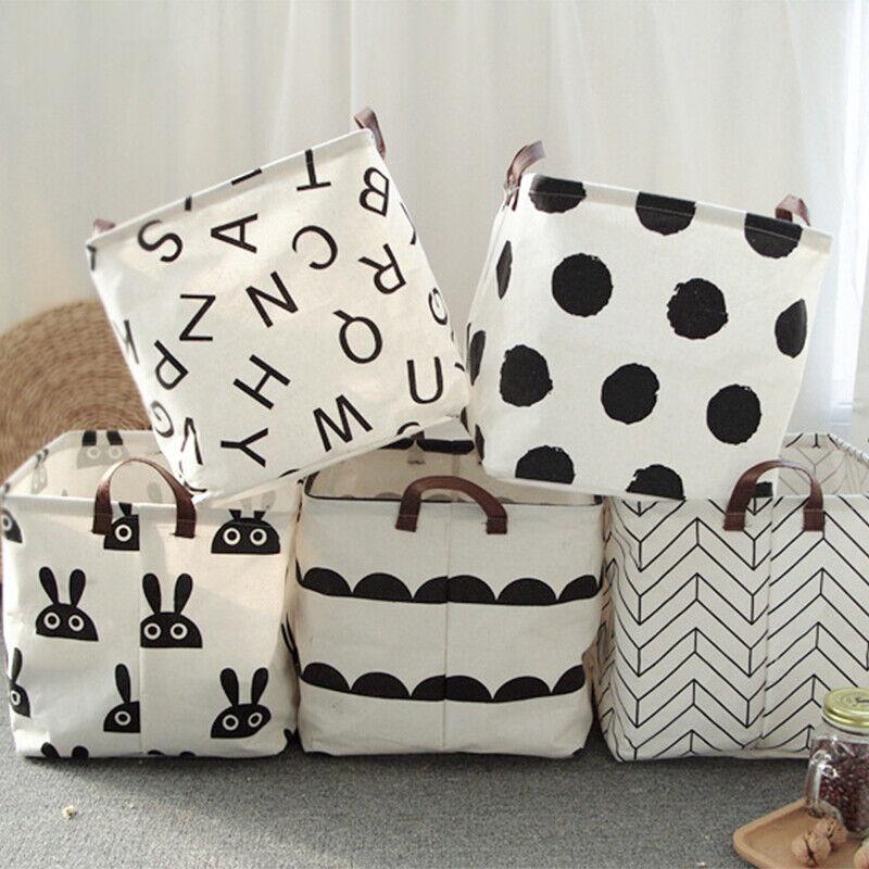 Foldable Storage Laundry Basket Organizer Dirty Clothes Bag Home Cotton Linen Square Dirty Clothes Anti-Dust Big Capacity Basket