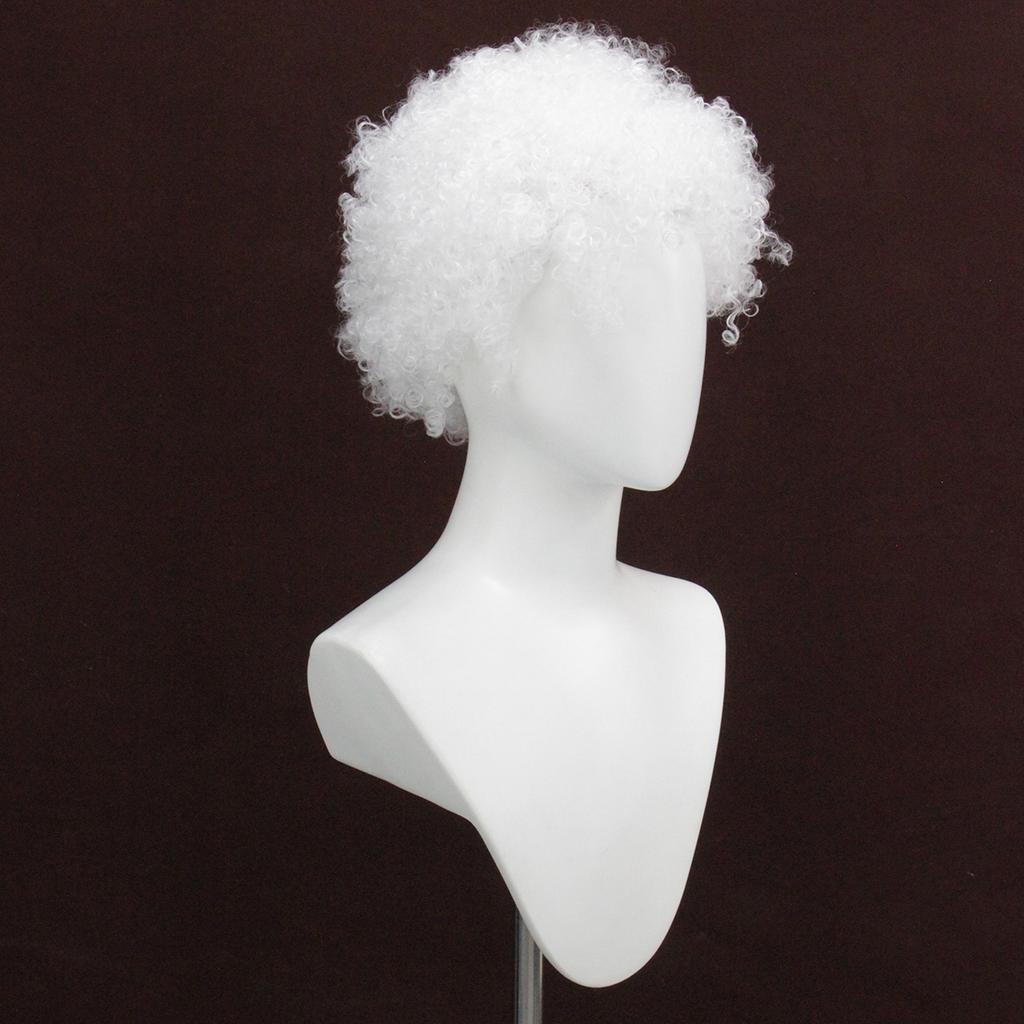 White Fluffy Small Curled Short Hair Synthetic Wig | Grandpa White Hair Clown Figure Cos Special